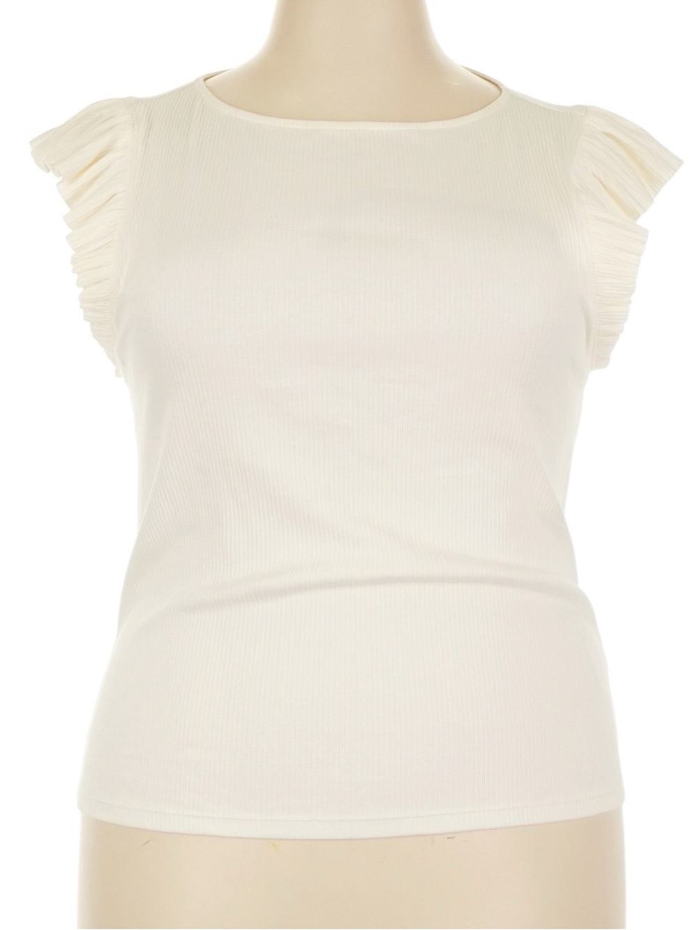 J. Crew Vintage Rib Ruffle Boatneck Tank Top Size 2X Cream